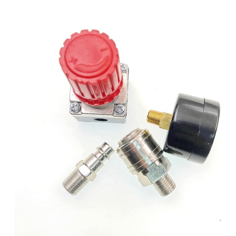 1/4\" Pressure Reducer for Compressed Air, Pressure Reducer, 4 Holes with Gauge for Compressor - Image 4