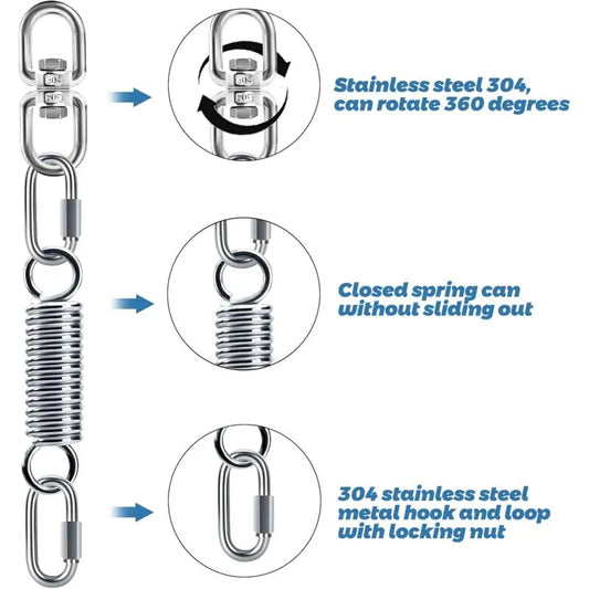 Spring Suspension with 360° Swivel Hooks and Carabiners, Spring Suspension for Hanging Chair Yoga Sandbag, Load 200 kg (Spring Suspension) - Image 3