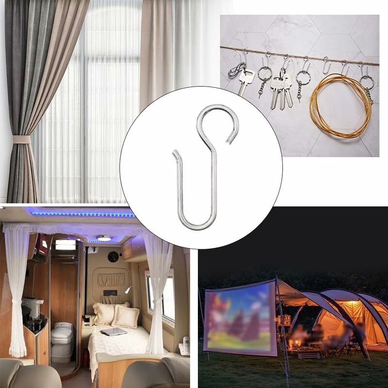 Heavy Duty Zinc Curtain Clips, 40 Pieces 50x2.5mm Curtain Rail Hooks for Door Curtains - Image 3