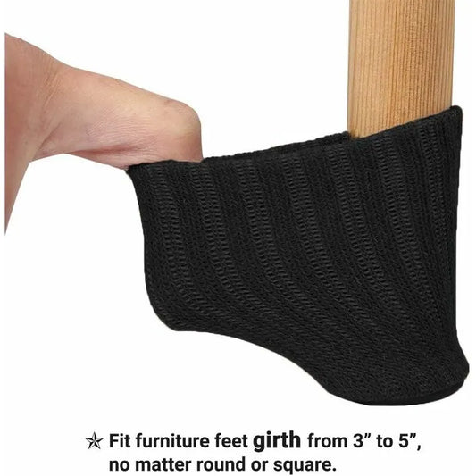 Black Felt Chair Socks Furniture Leg Protectors 24 pcs Prevents Scratches and Noise - Image 2