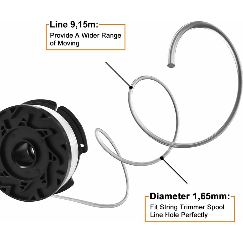 Trimmer Line Spool for Black and Decker Trimmers, 6-pack Trimmer Line Spools with 1 Spool Guard and 1 Spring - Image 5