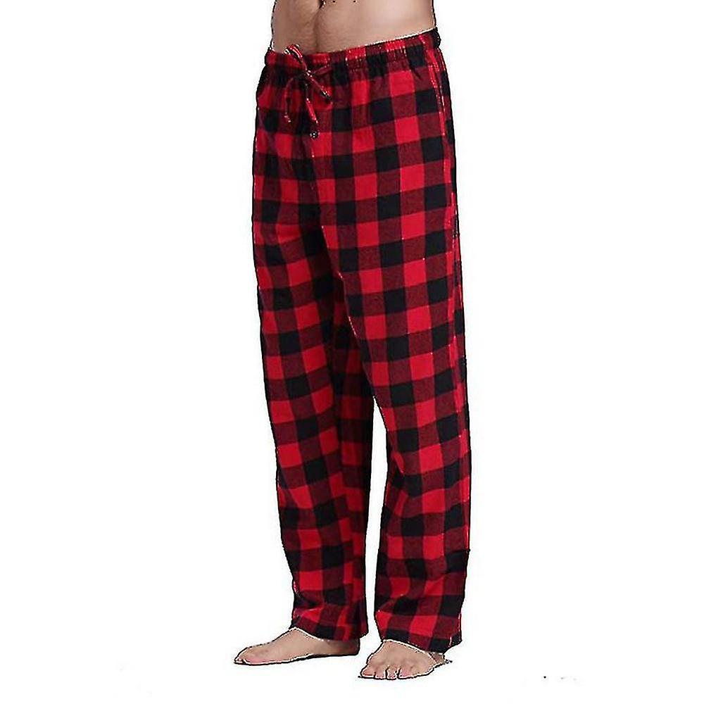 Men's Pajama Pants with Pockets, Soft Flannel Plaid Pajama Pants for Sleep M Gray - Image 2