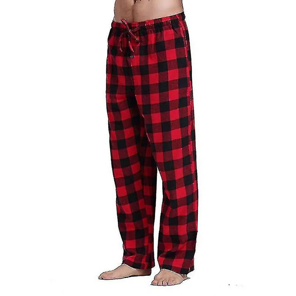 Men's Pajama Pants with Pockets, Soft Flannel Plaid Pajama Pants for Sleep M Gray - Image 2