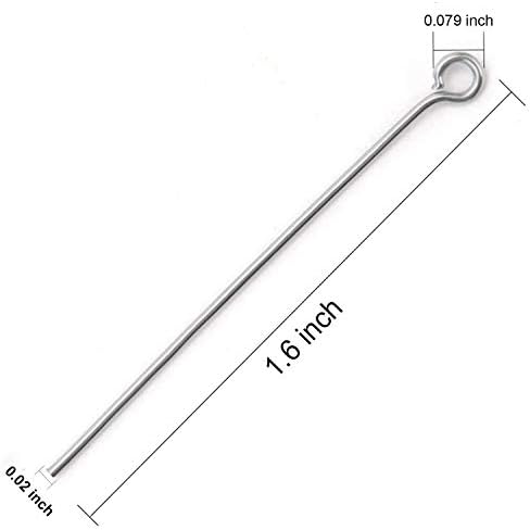 304 Stainless Steel Open Eye Pins for Jewelry Making, 4cm 300pcs Silver - Image 2
