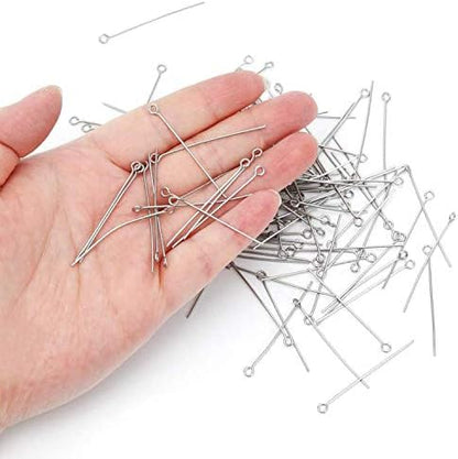 304 Stainless Steel Open Eye Pins for Jewelry Making, 4cm 300pcs Silver - Image 4