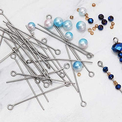 304 Stainless Steel Open Eye Pins for Jewelry Making, 4cm 300pcs Silver - Image 5