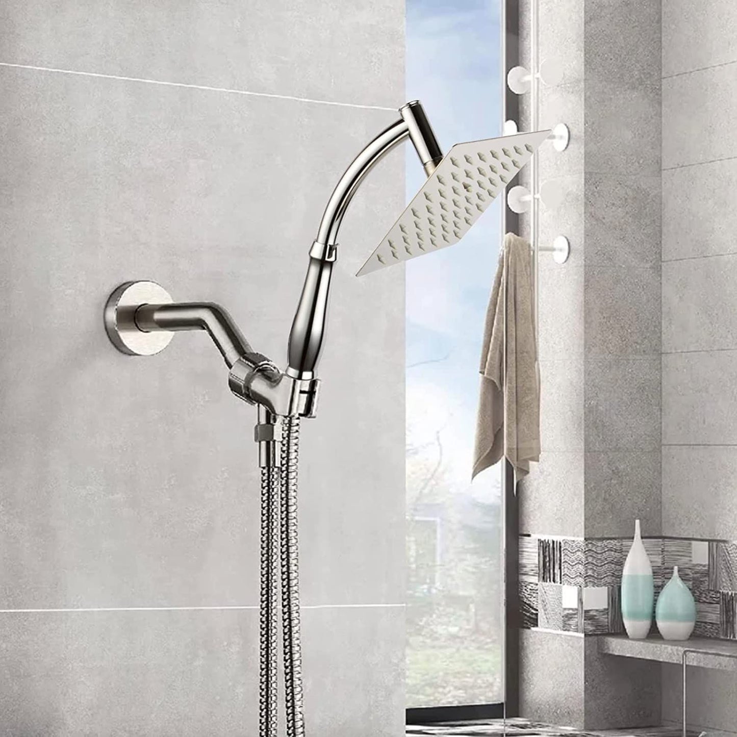 Rain Shower Head High Pressure Large Square Chrome Finish Universal Replacement Shower Accessories - Image 2