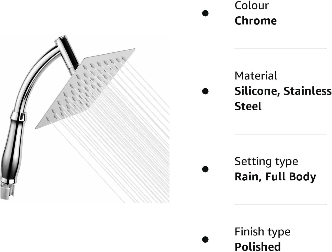 Rain Shower Head High Pressure Large Square Chrome Finish Universal Replacement Shower Accessories - Image 5
