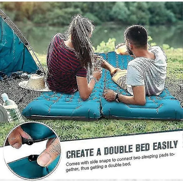 Camping Mattress Self-Inflating Lightweight Compact Single Double Attachable Inflatable Mat Navy - Image 4