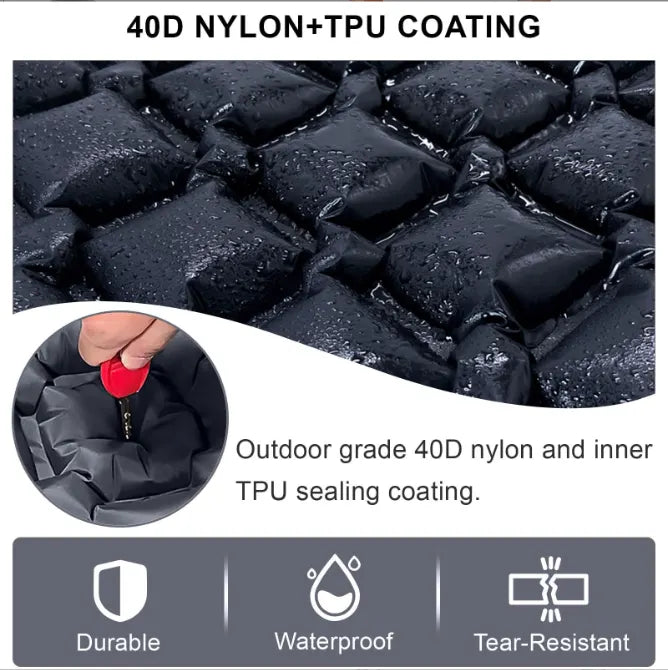 Camping Mattress Self-Inflating Lightweight Compact Single Double Attachable Inflatable Mat Navy - Image 5