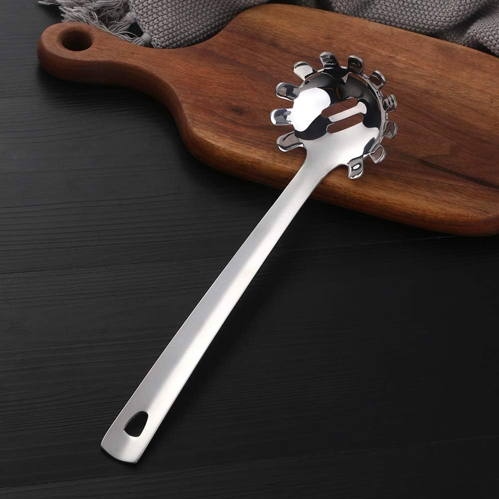 Stainless Steel Pasta Spoon: Spaghetti Server Fork & Noodles Ladle - Metal Pasta Claw for Kitchen Cooking (Silver) - Image 2