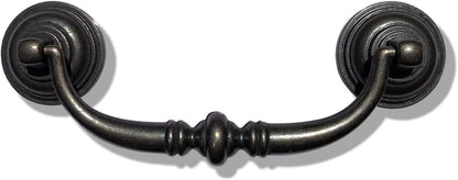 6 Pack MOOD.SC 3.5in Hole Center Shabby Chic Drawer Kitchen Cabinet Drop Bail Pulls Handles (89mm/Antique Black) - Image 2