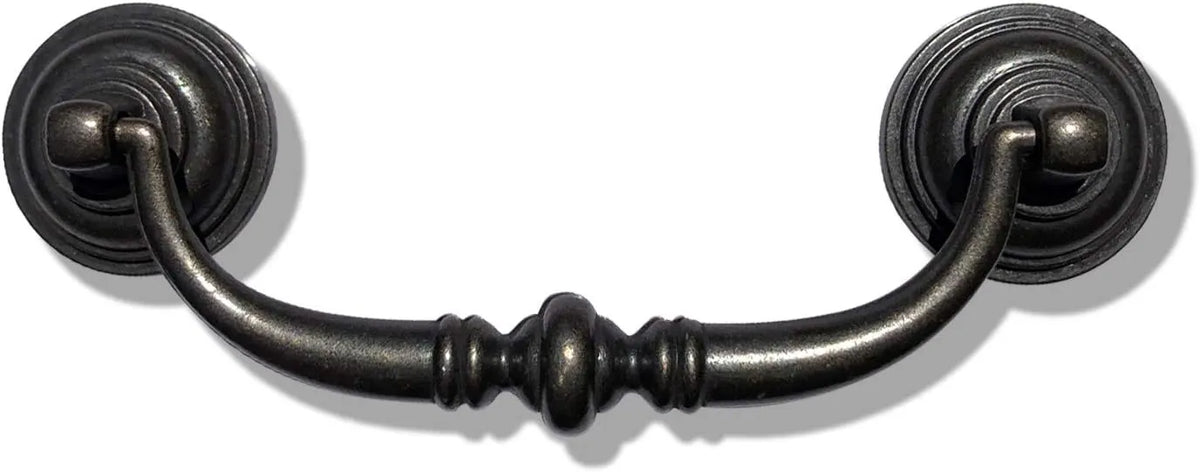 6 Pack MOOD.SC 3.5in Hole Center Shabby Chic Drawer Kitchen Cabinet Drop Bail Pulls Handles (89mm/Antique Black) - Image 2