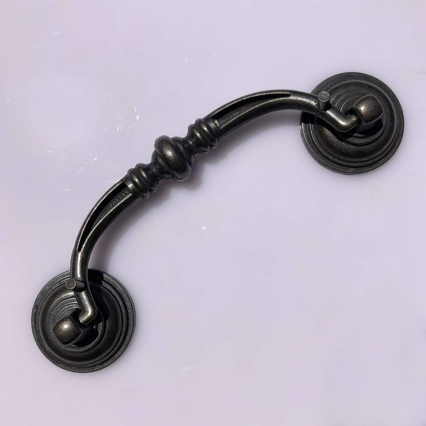 6 Pack MOOD.SC 3.5in Hole Center Shabby Chic Drawer Kitchen Cabinet Drop Bail Pulls Handles (89mm/Antique Black) - Image 3