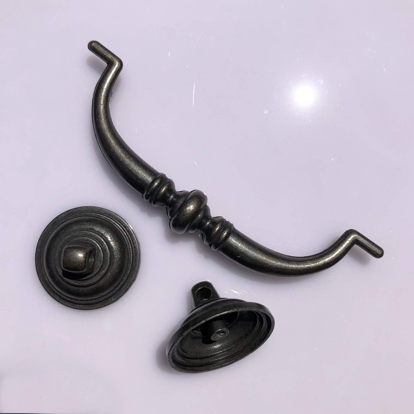 6 Pack MOOD.SC 3.5in Hole Center Shabby Chic Drawer Kitchen Cabinet Drop Bail Pulls Handles (89mm/Antique Black) - Image 4