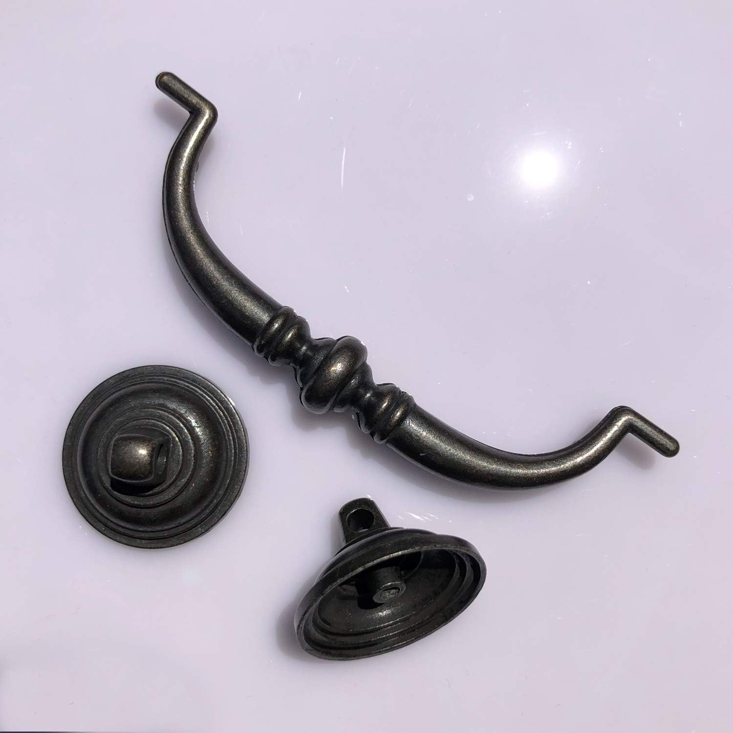 6 Pack MOOD.SC 3.5in Hole Center Shabby Chic Drawer Kitchen Cabinet Drop Bail Pulls Handles (89mm/Antique Black) - Image 4