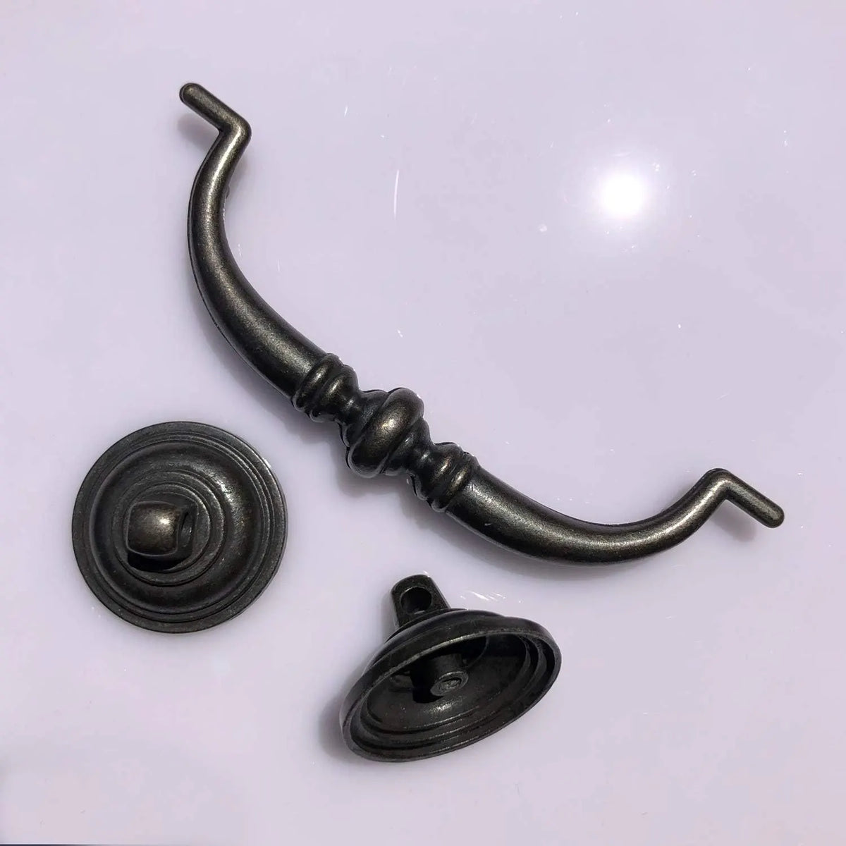 6 Pack MOOD.SC 3.5in Hole Center Shabby Chic Drawer Kitchen Cabinet Drop Bail Pulls Handles (89mm/Antique Black) - Image 4