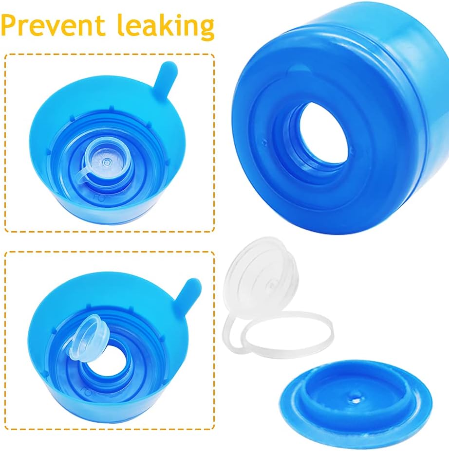 40 Pcs Non Spill Caps,Anti Splash Bottle Caps,Replacement Water Bottle Snap On Cap,Reusable Non-Spill Cap for 55 mm 3 and 5 Gallon Water Jugs - Image 4