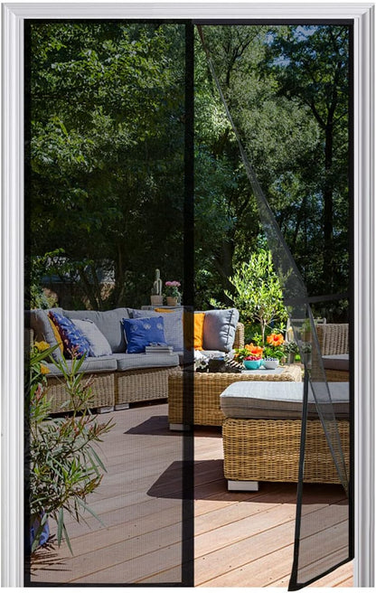 Magnetic Screen Door, Heavy Duty Self-Sealing, Screen Size 50"x81", Fit Door Size up to 48x80 Inches, Hands-Free Durable Fiberglass Screen Doors with Gravity Sticks, Push Pins, Frame Hook&Loop Strips - Image 2