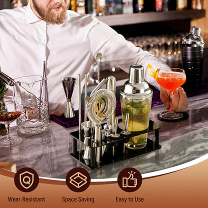 Professional Cocktail Shaker Stand, Bartender Kits Storage Stand, Bartending Tool Holder for Bar Cocktail, Black - Image 2