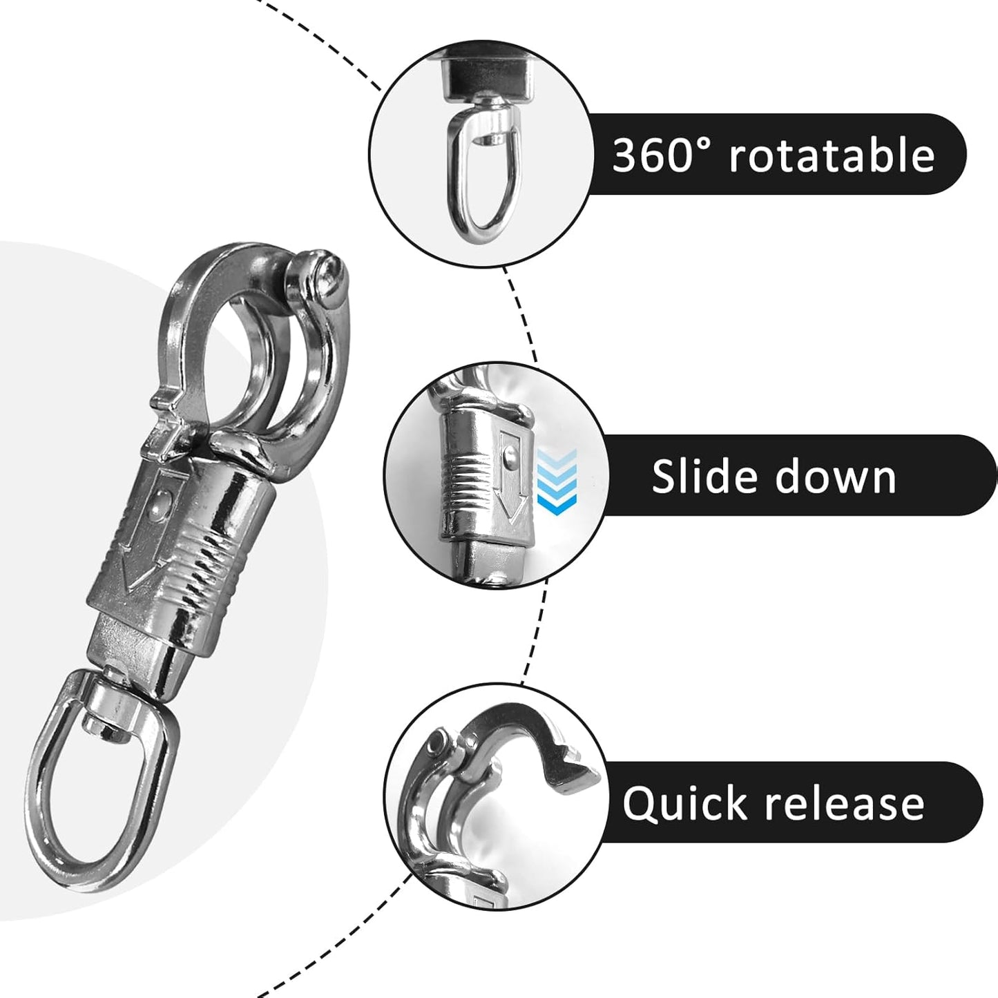 Ackron Panic Snap，Quick Release U-Type Snap Quick Release Clip Suitable for Lead Ropes Tie Offs Rotatable Eye Quick Release Buckle Clips Animals Riding Accessories 2 Piece - Image 3