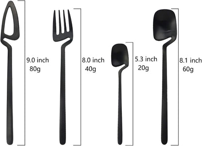 JASHII Flatware Set 32-piece Silverware Set Matte Finished Cutlery Set Service for 8 Include Knife/Fork/Spoon/Coffee spoon Dishwasher Safe (Black) - Image 3