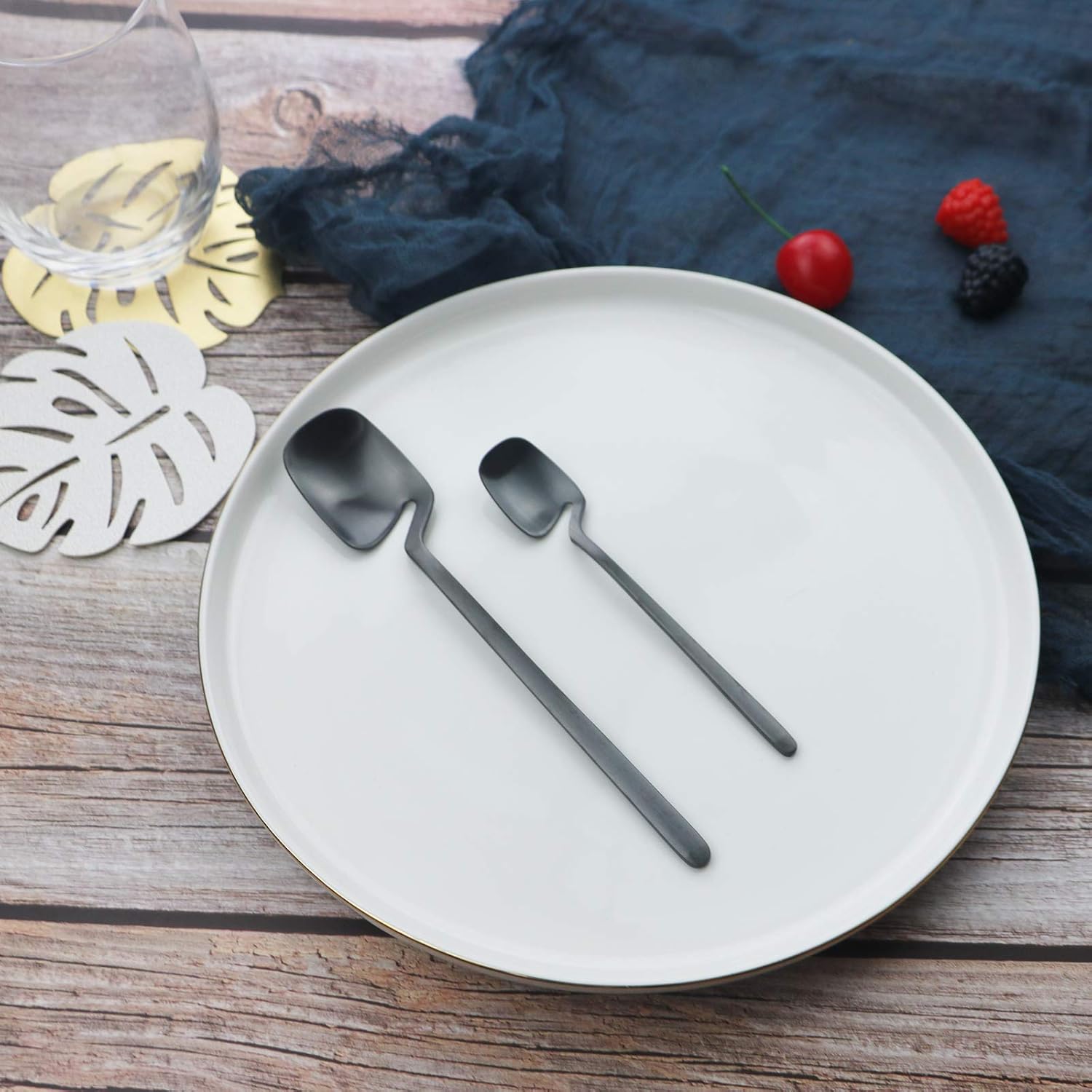 JASHII Flatware Set 32-piece Silverware Set Matte Finished Cutlery Set Service for 8 Include Knife/Fork/Spoon/Coffee spoon Dishwasher Safe (Black) - Image 4
