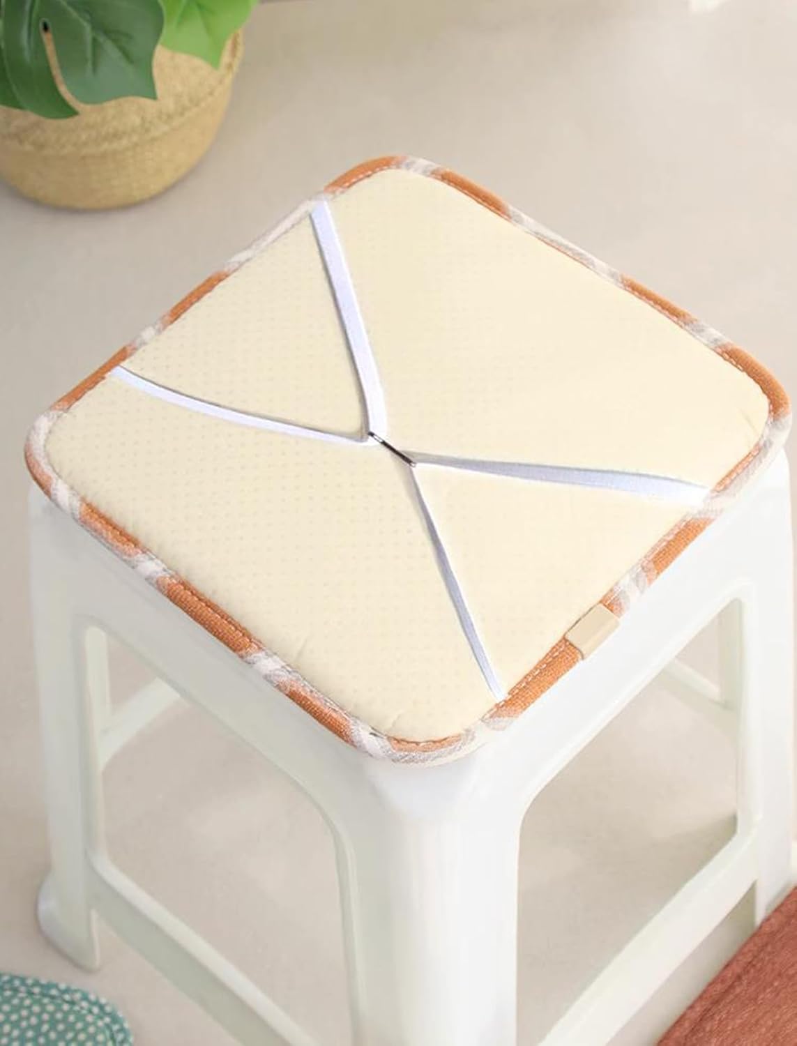 Square Bar Stool Seat Cushion with Ties 12 x 12 Inch Breathable Stool Cushion Cover Barstool Cushion Seat Pad Set of 2 (12x12 inch, White) - Image 4