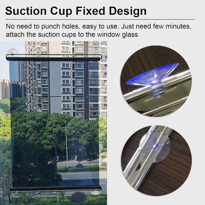 LXLA One-Way Mirror Roller Shade with Suction Cups, Punch-Free Single Way See-Through Clear Sun Blocking Reflective Insulation Curtain, Window (Size : 33×100cm/13×39in) - Image 3