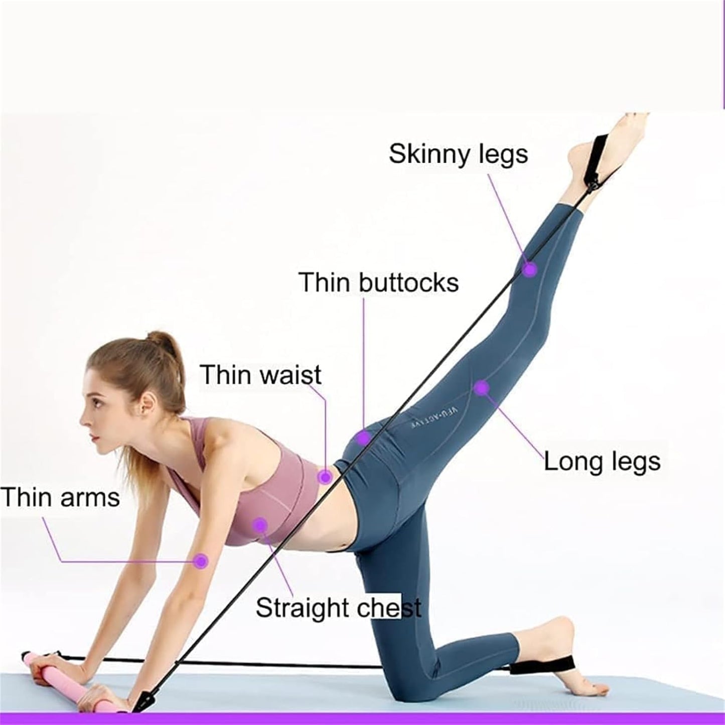 Stretched Fusion Pilates Bar, Pilates Stretched Fusion Bar, Stretchedfusion Multi-functional Pilates Bar, Pilates Stretched Fusion Bar, Multifunctional Pilates Bar Stretched Fusion for Home-Blue - Image 2