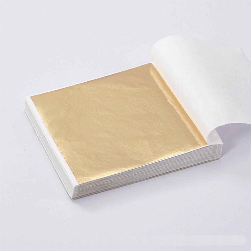 100PCS 24K Pure Genuine Gold Leaf Foil Sheet Gold Decoration (Champagne) - Image 2