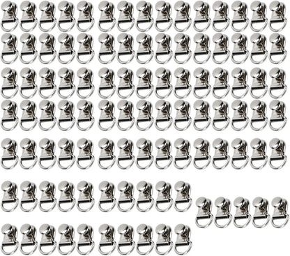 100 Sets D Ring Shoelace Buckle, Brass Metal Boot Lace Hooks Eyelet Repair Kit Bag Rivet Tool For Shoe Leather Diy Craft Boot Silver 9x14mm