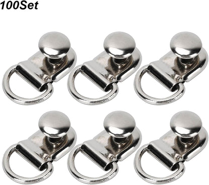 100 Sets D Ring Shoelace Buckle, Brass Metal Boot Lace Hooks Eyelet Repair Kit Bag Rivet Tool For Shoe Leather Diy Craft Boot Silver 9x14mm - Image 4