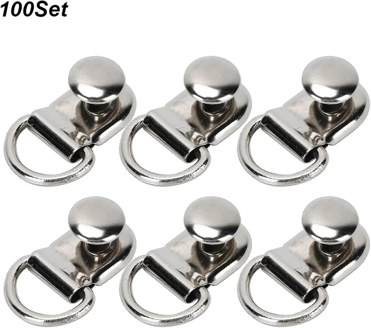 100 Sets D Ring Shoelace Buckle, Brass Metal Boot Lace Hooks Eyelet Repair Kit Bag Rivet Tool For Shoe Leather Diy Craft Boot Silver 9x14mm - Image 4