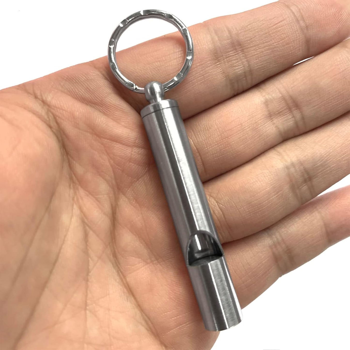 2PCS Mini Stainless Steel Survival Whistle Perfect for Camping, Hiking and Boating Loud Emergency Whistle with Far Distance Rang for Sporting Events and Call Your Dog，Keychain Included - Image 4