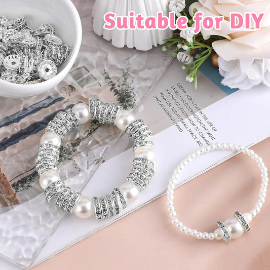 Rhinestone Beads for Pens Making, 100 Pcs 12mm Bulk Beadable Spacer Beads Rhinestone Bead Glitter Wave Diamond Crystal Bead for DIY Pens Bracelet Jewelry Making Craft Supplies(Style2) - Image 4