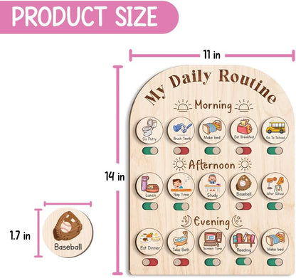Daily Routine Chart for Kids, Visual Schedule, Routine Chart for Toddlers 3-5, Morning Bedtime Routine Chart for Toddlers, Wooden Chore Chart for Kids - Image 3