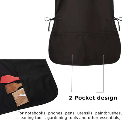 6 Pack Cobbler Apron for Women Men, Universal Adult Smock Aprons with 2 Pockets, Black Waterproof Cleaning Apron for Painting, Work, Hairstylist, Housekeeping, Kitchen, Unisex - Image 3
