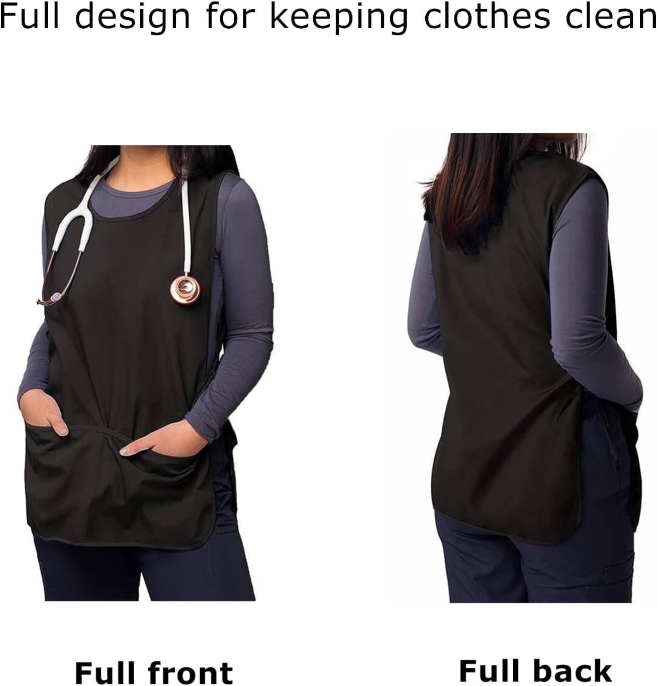 6 Pack Cobbler Apron for Women Men, Universal Adult Smock Aprons with 2 Pockets, Black Waterproof Cleaning Apron for Painting, Work, Hairstylist, Housekeeping, Kitchen, Unisex - Image 4