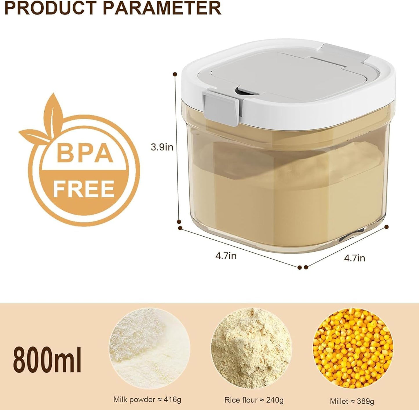 sugar container with spoon, Coffee and Dry Food Storage Containers, BPA-Free, Stackable, Easy-Clean, Perfect for Coffee, Flour, Sugar (0.85qt) - Image 2