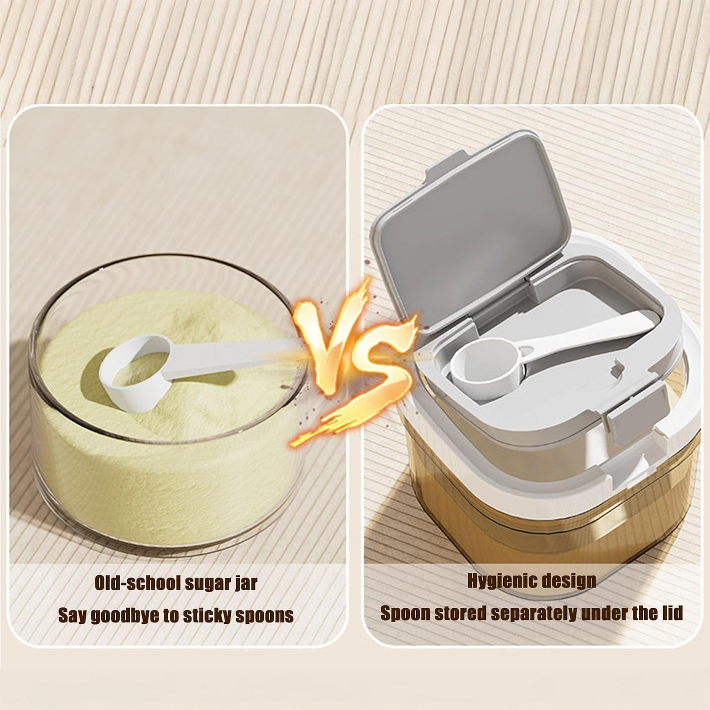 sugar container with spoon, Coffee and Dry Food Storage Containers, BPA-Free, Stackable, Easy-Clean, Perfect for Coffee, Flour, Sugar (0.85qt) - Image 4