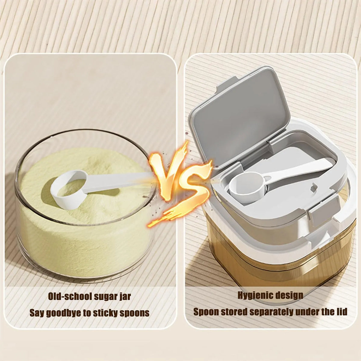 sugar container with spoon, Coffee and Dry Food Storage Containers, BPA-Free, Stackable, Easy-Clean, Perfect for Coffee, Flour, Sugar (0.85qt) - Image 4