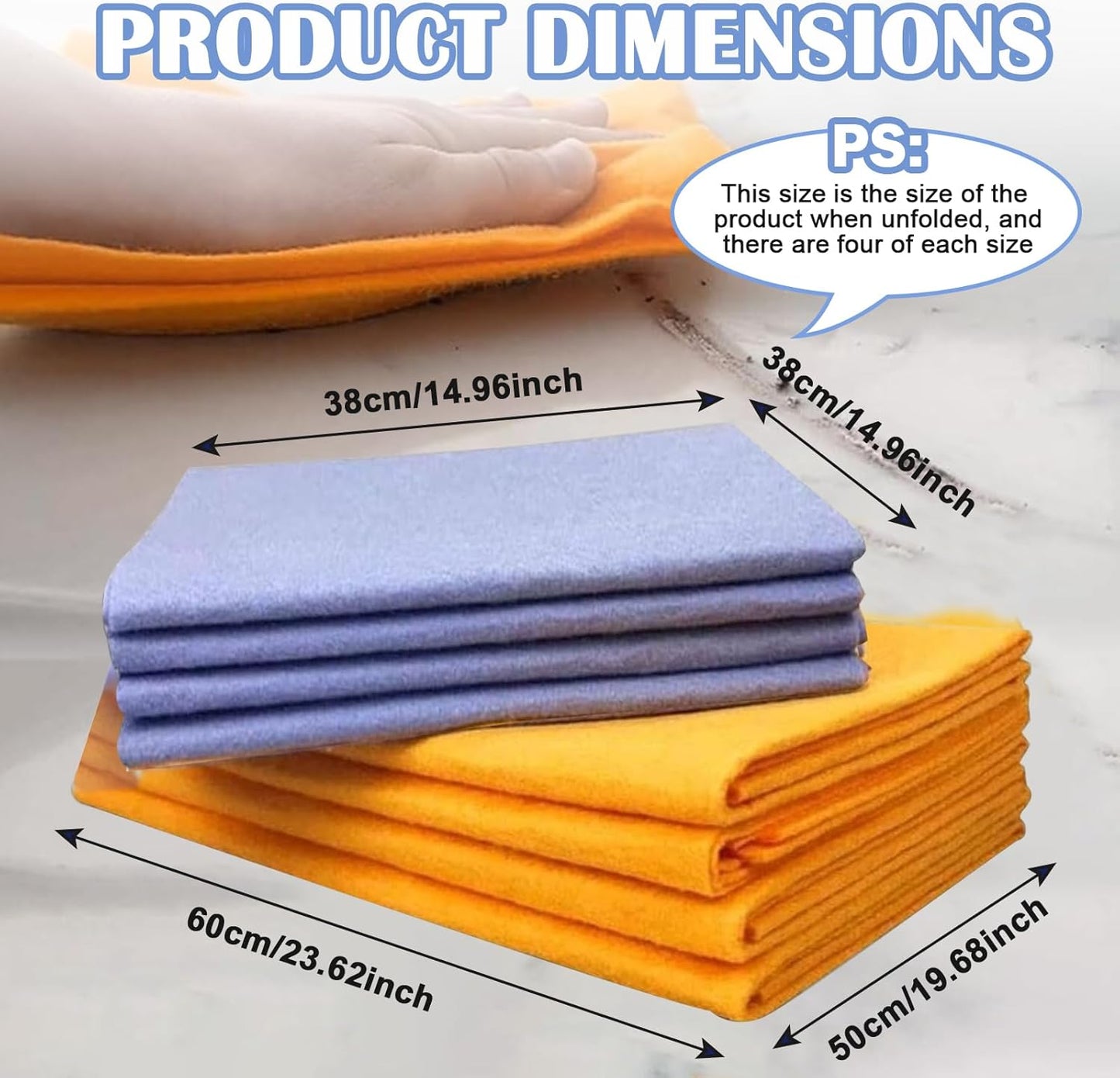 Ultra-Absorbent Miracle Cleaning Shammy, Super Absorbent Cleaning Cloth Multi-Purpose Non-Woven Cleaning Towels for Home Kitchen Bathroom Car Pet Stains(8 Pack) - Image 2