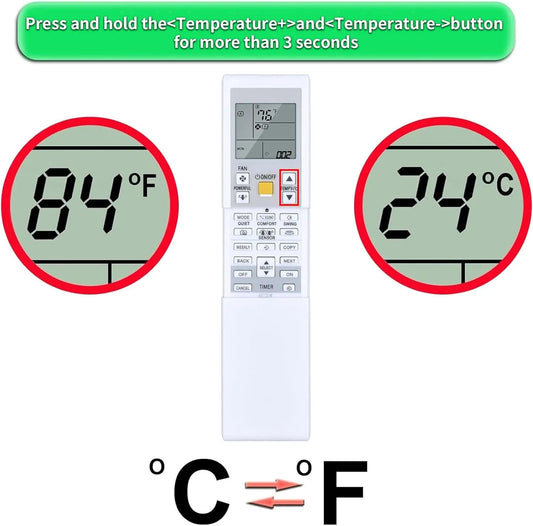 Replacement for DAIKIN AC Air Conditioner Remote Control, Compatible with ARC452A9 ARC452A10 ARC452A19 ARC452A20 ARC452A21 ARC452A23 ARC466A36 - Image 2
