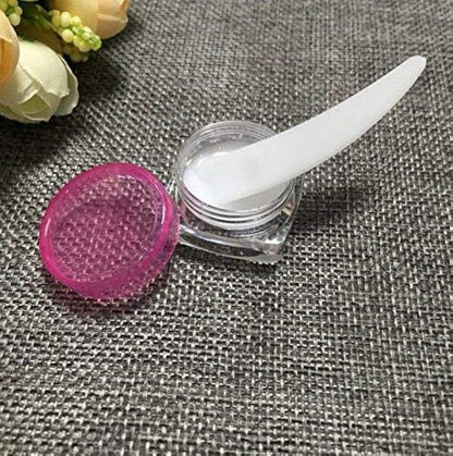 100PCS Disposable Mini Curved Cosmetic Spatula Scoop Makeup Mask Spatula Plastic Spoon,Small Makeup Scoop for Mixing and Sampling. - Image 4