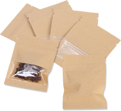 100Pcs 7×9cm Sealable Kraft Paper Bag with Transparent Window, 2.7×3.5'' Seed Coin Envelope Bags for Flower Vegetable Food Seeds Storage, Coffee Bags, Business Sample Bag - Image 4