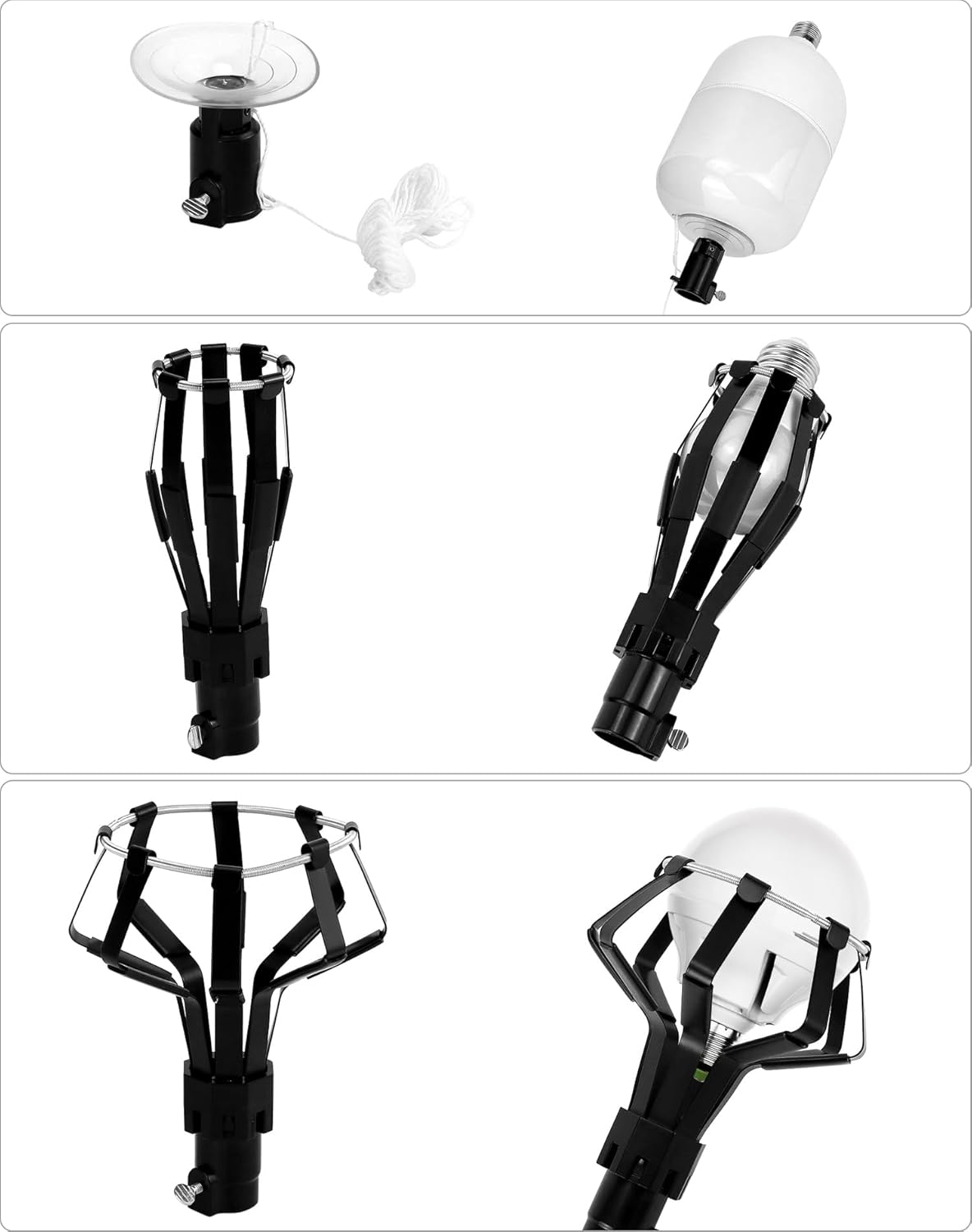 Professional Light Bulb Changer Kit - 3 Piece Set - Extension Pole Compatible, for High Ceiling Incandescent Bulbs with Standard, Floodlight & Recessed Changer - Image 4