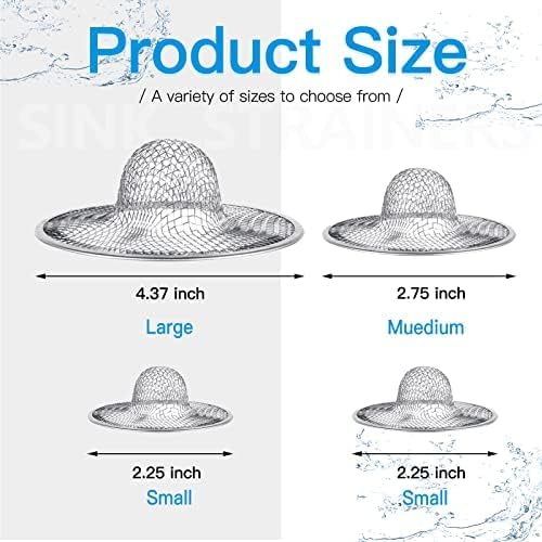 4PCS Heavy Duty Stainless Steel Sink Strainer,Sink Basket Set, Fits Most Kitchen Sinks 4.5'', Bathroom Sinks 2.75'',Shower Drains - Image 3