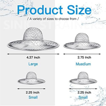4PCS Heavy Duty Stainless Steel Sink Strainer,Sink Basket Set, Fits Most Kitchen Sinks 4.5'', Bathroom Sinks 2.75'',Shower Drains - Image 3