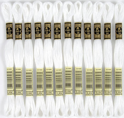 Bulk Buy:  Six Strand Embroidery Cotton 8.7 Yards White 117-BLANC (12-Pack)